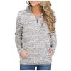 Ladies  Winter Pocket Pullover Long Sleeve Stand Collar Zip Sweatshirt Top