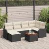 Garden Canapés 7 Pieces Black Poly Rattan, 2-Seater Garden Sofa Black Poly Rattan 3347474