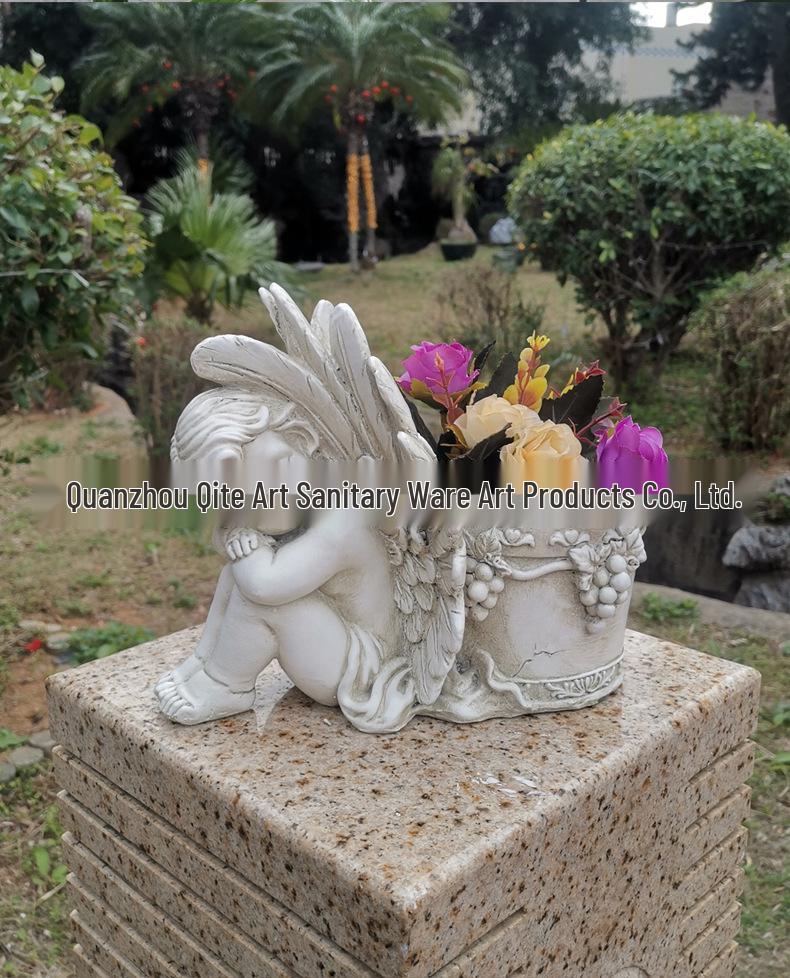 European Creative Angel Flower Pot for Succulents - Outdoor Garden Resin Sculpture Ornament