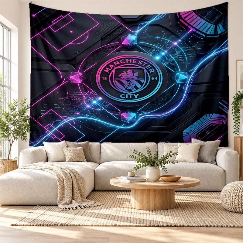 Manchester City Wandteppich, Weiches Stoff Wandbehang, Dekorative Kulisse Für Schlafzimmer Heim Wandkunst