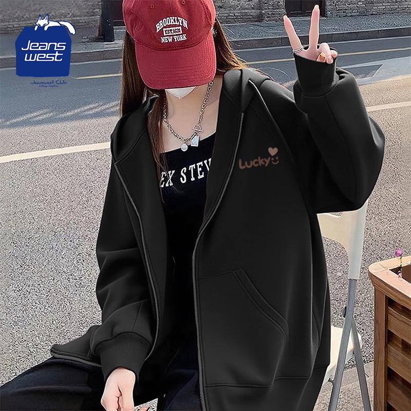 Jeanswest Women's Retro Hooded Loose Sweatshirt