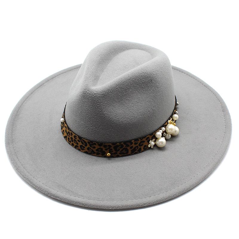 Шерсть 9,5 см Широкие Поля Джазовый Цилиндр Мужской и Женский Персиковое Сердце Цилиндр Леопардовый Принт Цилиндр Шляпа-Цилиндр adult 57-59cm светло-серый