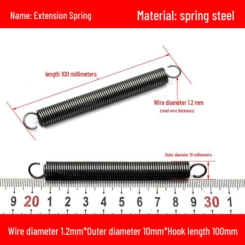 1.2mm Wire Extension Spring with Hook - Soft Tensile Force Spring Accessory