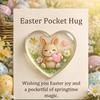 Easter Pocket Hug with Greeting Card Love Heart Shape Bunny Egg Sheep Flower Pocket Hug Token Holiday Party Keepsake Gift