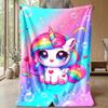 Rainbow Unicorn Theme blanket Lightweight Warm Flannel Blanket Decorative Throw Blanket for Home Decoration