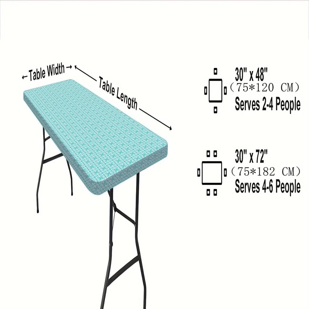 Waschbare 4/6/8 Fuß große Outdoor-Tischdecke mit elastischen Kanten – perfekt für Camping, Picknicks und Gartenpartys – strapazierfähiges Polyester