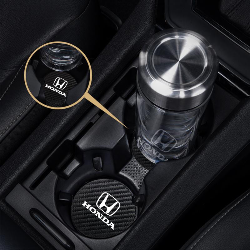 Hvqrm7 2Pcs Car Water Cup Pad Car Emblem Coaster For Honda Civic Accord Crosstour Spirior Odyssey Avancier UR-V Sienna Elysion CR-Z
