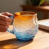 Meerglas Sonnenuntergang Tasse Handgeblasene Ozeanwellenmuster Tasse Einzigartige strukturierte Strand-Thema Tassen Für Tee Meeresinspirierte Trinkgeschirr