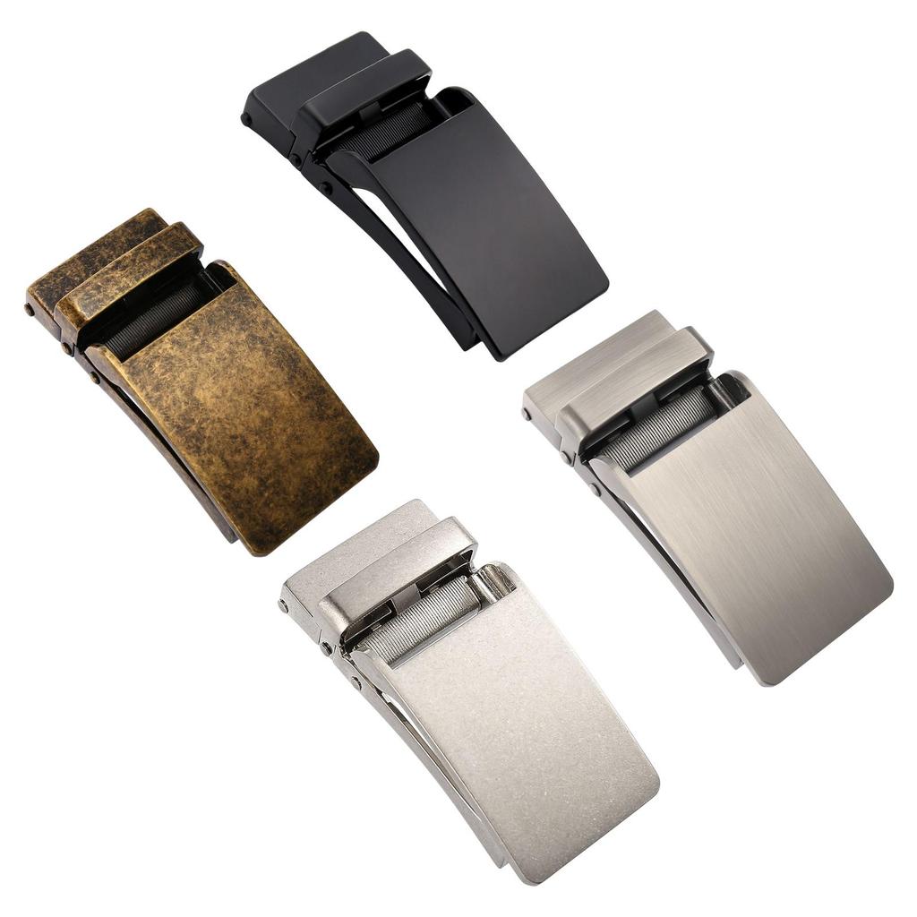 Rectangular Automatic Ratchet Buckle for Leather Straps, Men's Trouser Belt