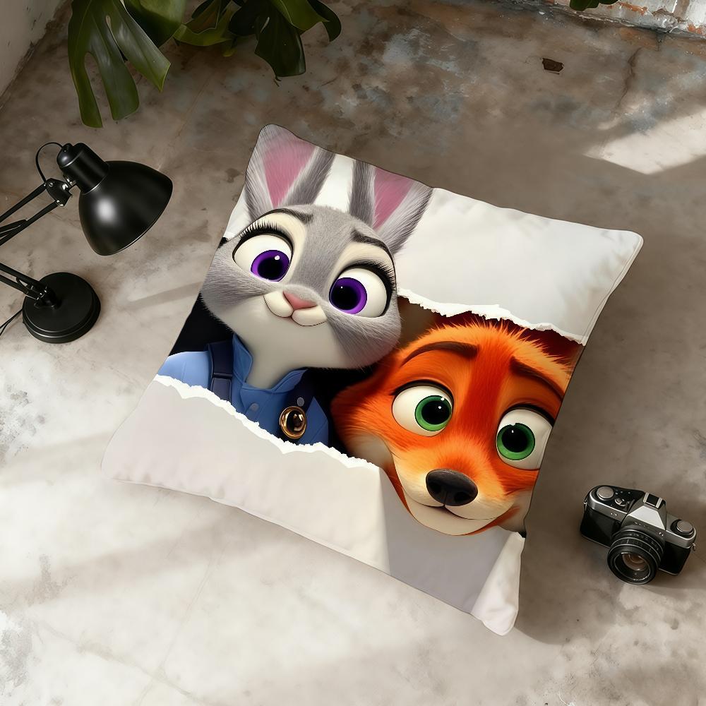 Z-Zootopia 2 J-Judy Nick DSN funda de cojín Oficina en casa Conveniente Simplicidad Nórdica Popular Con Cremallera Funda de Cojín