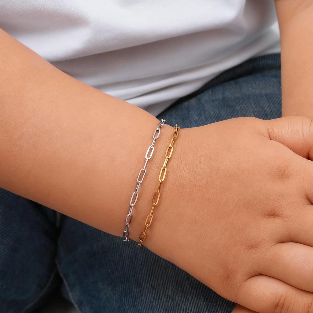 Vnox Simple Daily Life Bracelet for Baby Girl, Gold Color Adjustable Stainless Steel Not Allergic Bracelets, Baby Birthday Gift
