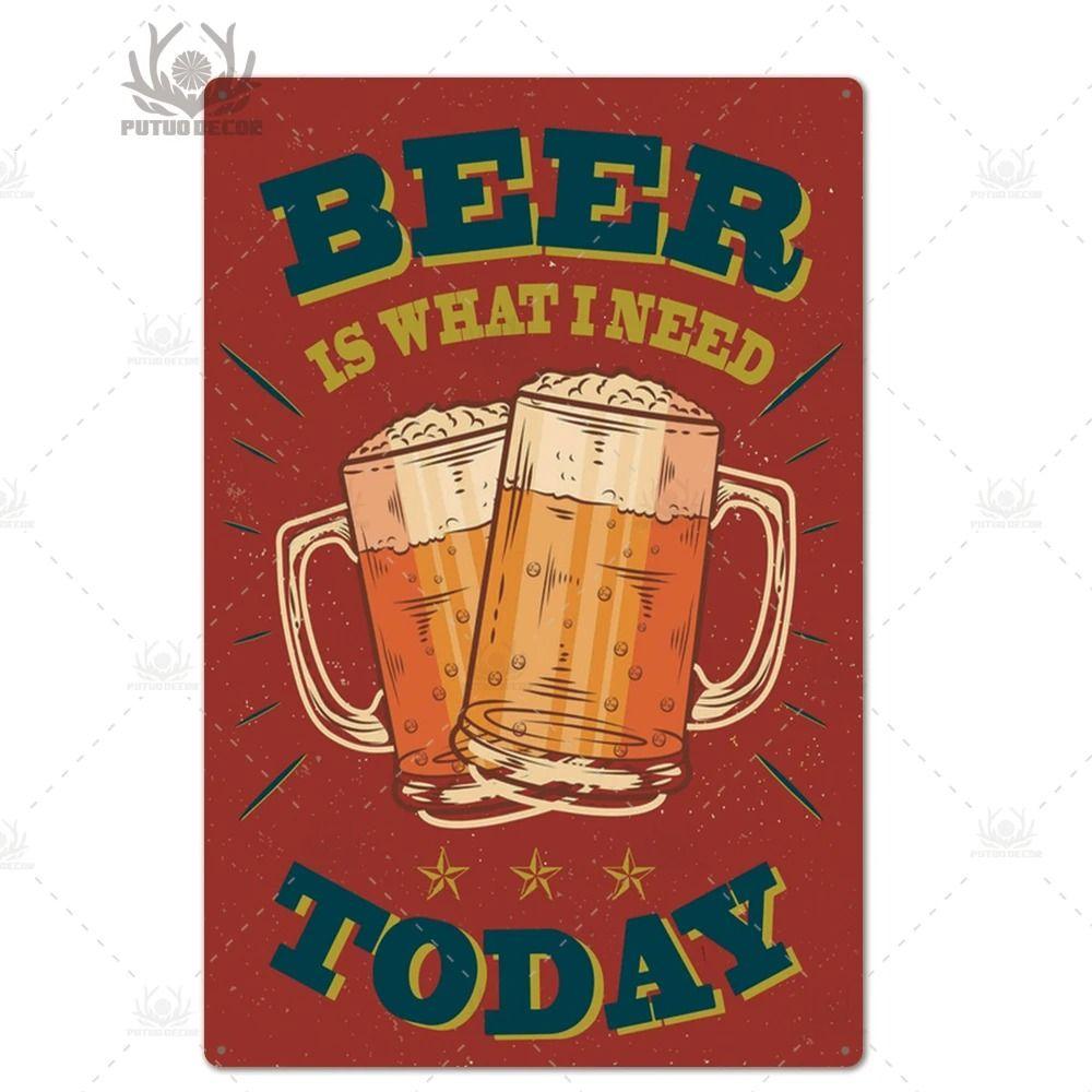 Vintage Beer Metal Plate, Rectangular Iron Wall Art 30x20cm