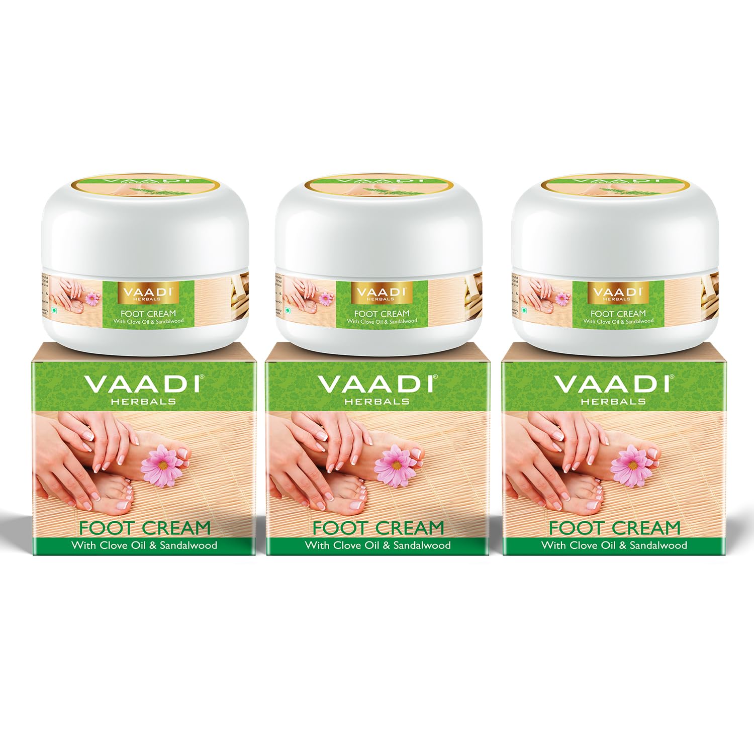 Vaadi Herbals Foot Cream With Clove And Sandal Oil For Dry Rough Heels Moisturizing Foot Care Cream 30 g X Pack Of 3