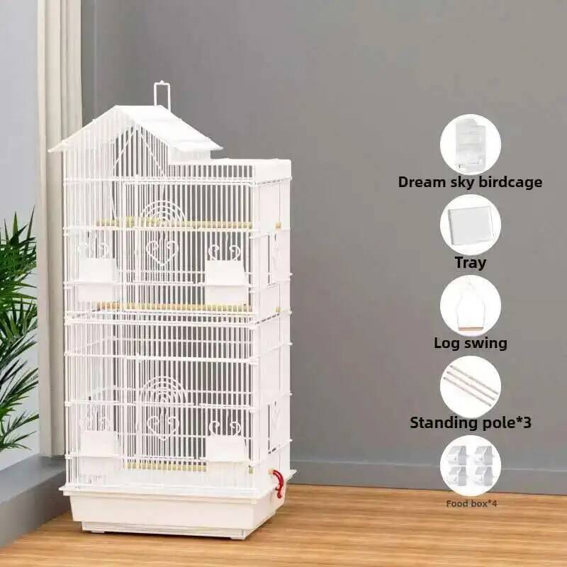 Budgie Parrot Cage Bird Cage Special Black Phoenix Peony Bird Breeding Cages Large Home Metal Luxury Viewing Villa Bird House L