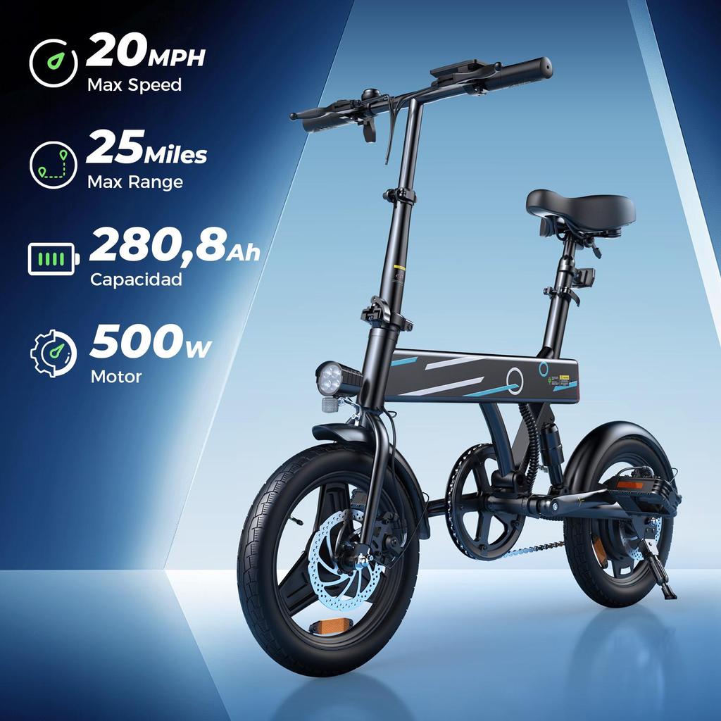 Bicicletă electrică AgileRide EB1 500W 36V7.8Ah Baterie 40KM Autonomie 25km/h Viteză 14 inci Pentru naveta în oraș