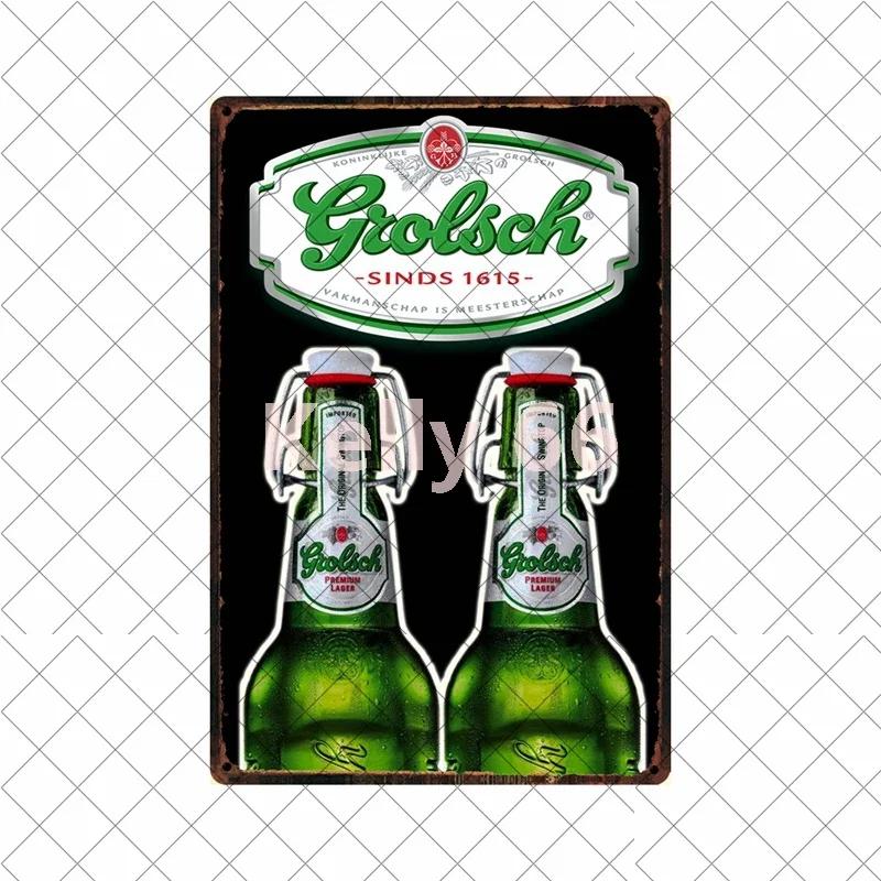 [Kelly66] Grolsch Herfst Bok Bere Rece Aici Artă din tablă Placă metalică Decor pentru casă Pictură 20*30 CM Mărime Dy221