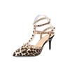 Fashion Women's Shoes Rivets Sandals Female Summer Thick with Fine with High-heeled Shoes Pointed Stiletto Sexy Nightclub Shoes