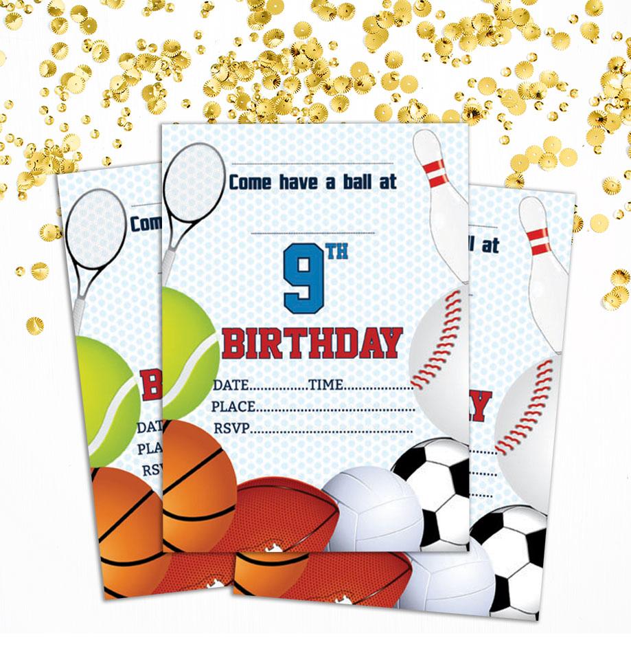 Darling Souvenir Blue Birthday Invitation Card 28 Pcs Fill or Write In Blank Invites Printable Party Supplies 5 X 7 Inches