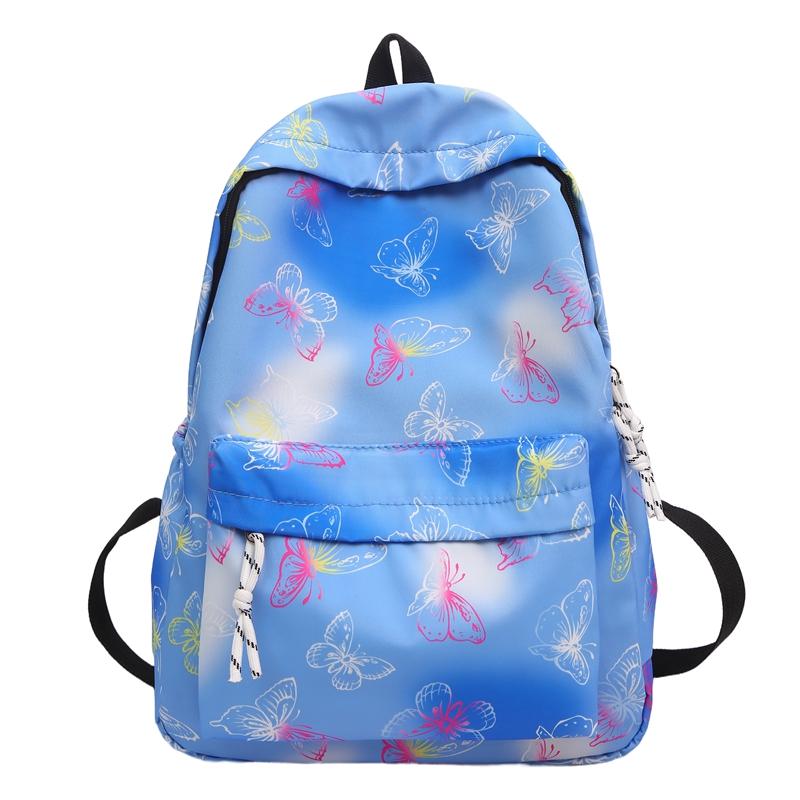Butterfly Print Backpack Lightweight Backpack Large Capacity Campus Student Schoolbag