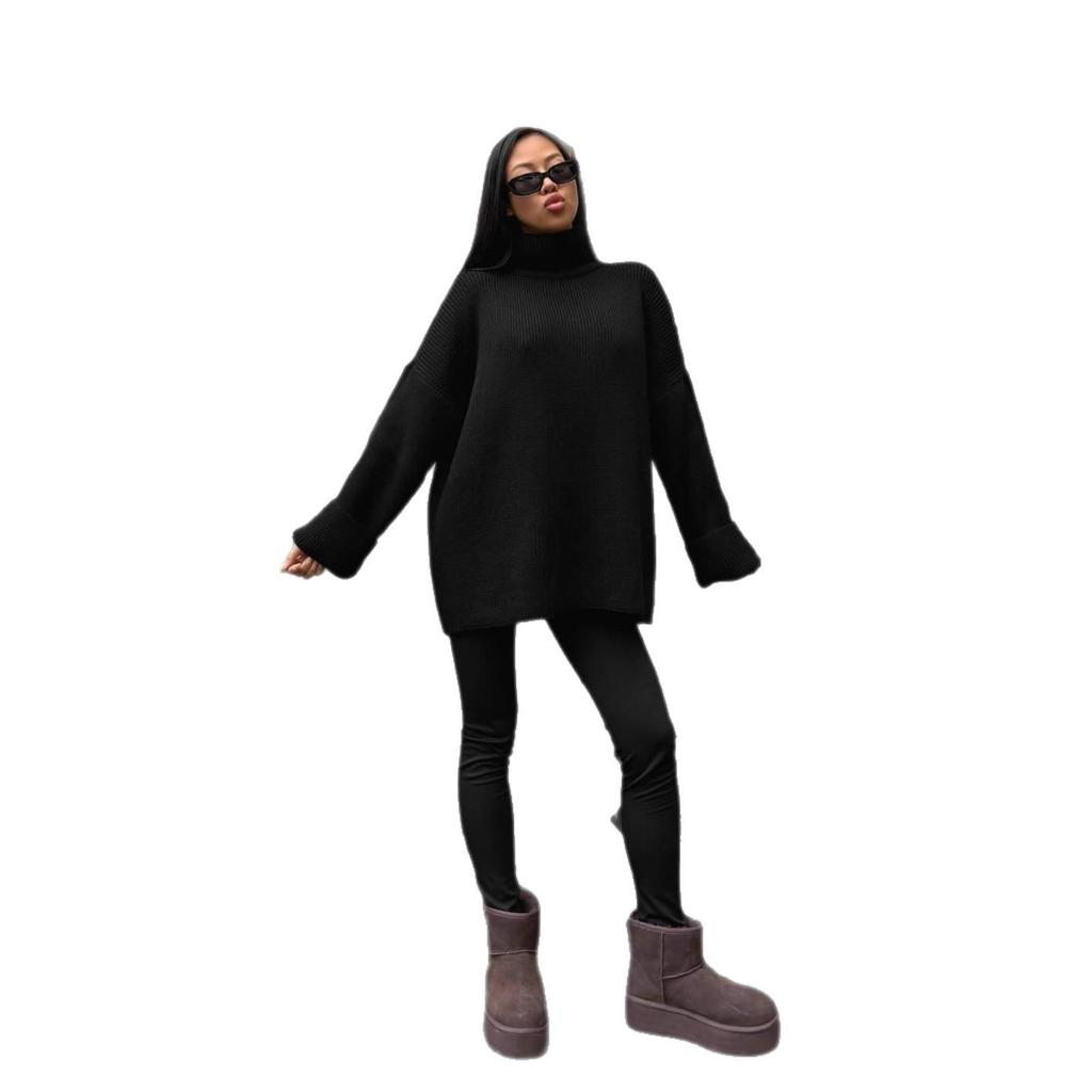2025 Autumn Women's Casual Half-High Collar Loose Sweater