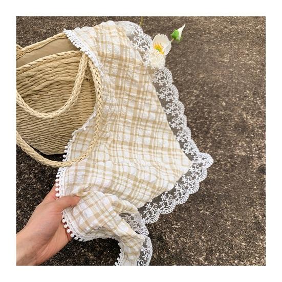 Lace Headscarf Triangle Tie Style Headband with Lace Flower Decoration Solid Color Styling Decoration Photo Props