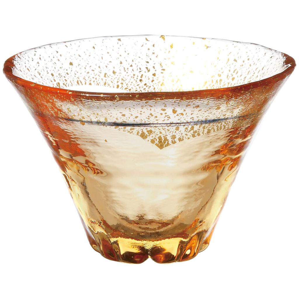Toyo Sasaki Glass Wagarasu On Fujimi Sakura Sake Cup Amber Gold Leaf 80ml Made in Japan Sake Glass Fuji Glass Cup Gift Present Present Respect for the