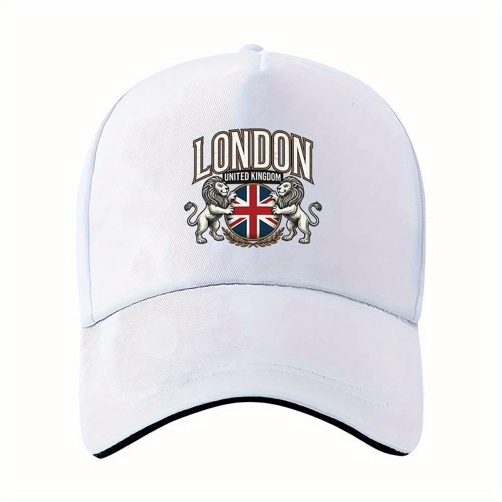 London United Kingdom Crest Baseball Cap Unisex Polyester Adjustable Casual Travel Hat One Size
