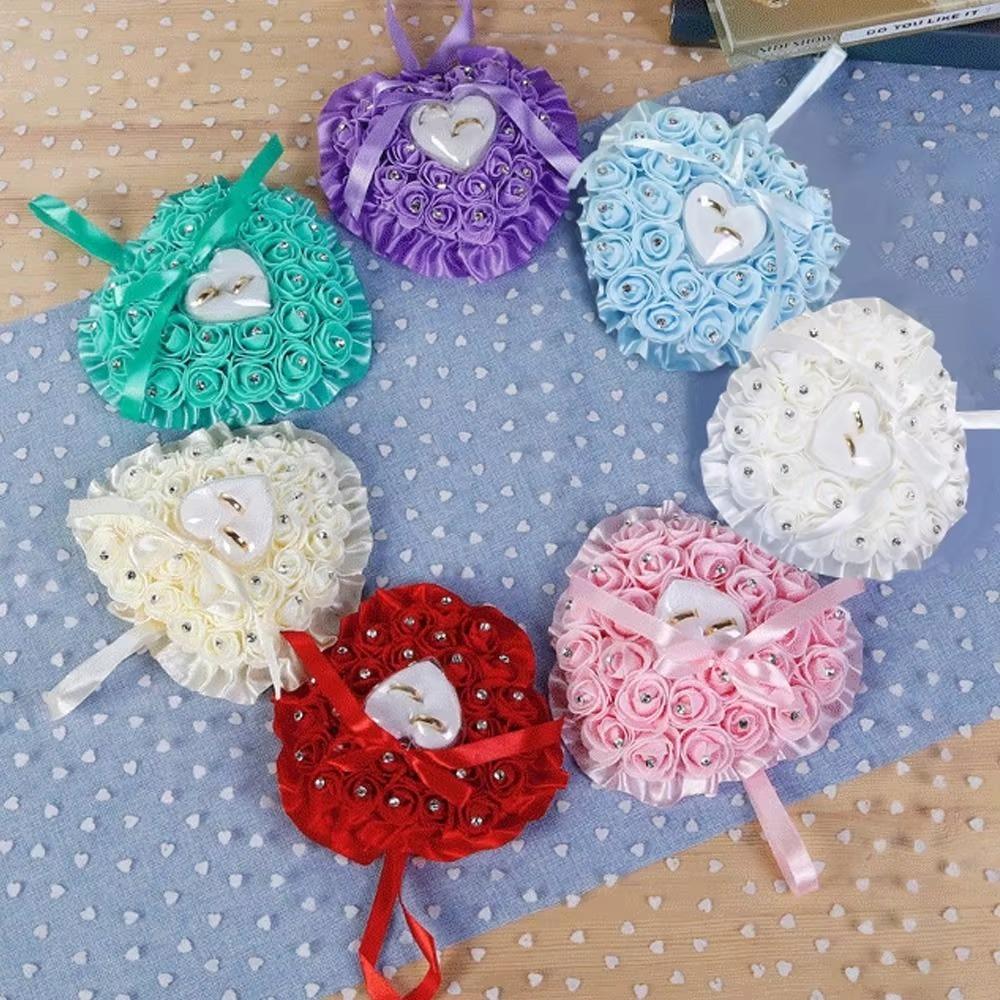 Transparent Box Heart Ring Pillow Romantic Jewelry Case Ring Holder  Valentine's Day Favors