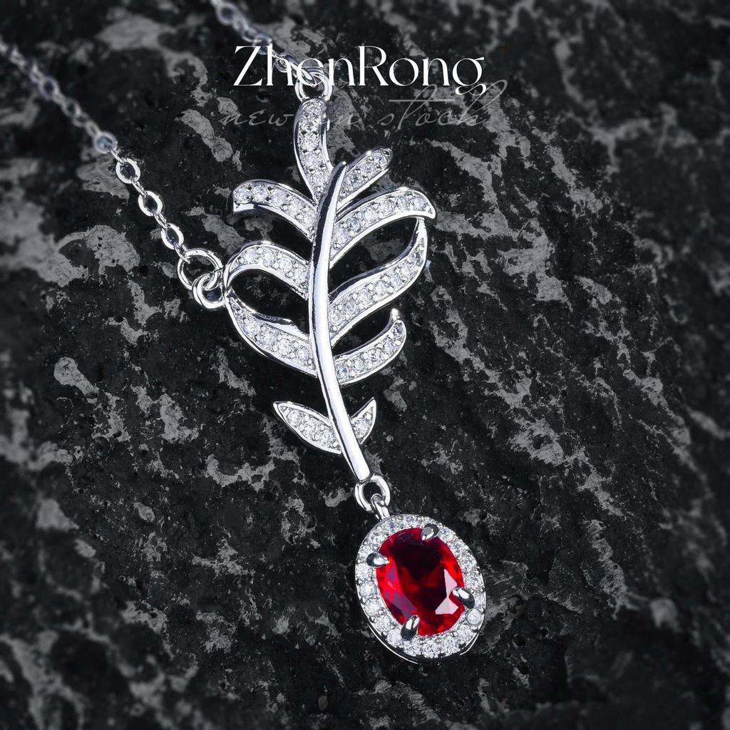 Simulation Gemstone Collarbone Chain Plated 18K Gold Zircon Inlaid Pt950 Leaf Feather Necklace Pendant