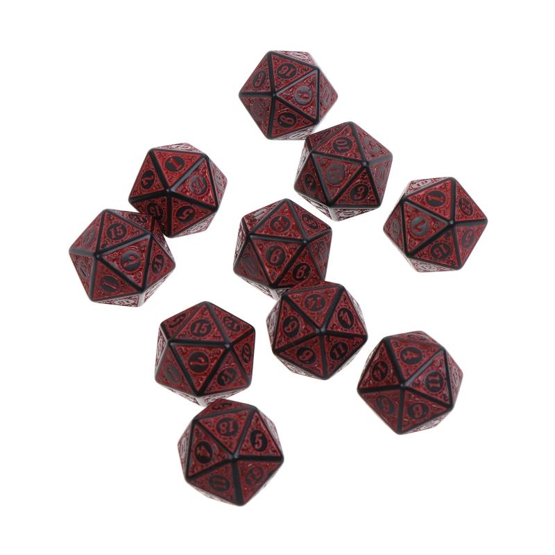 10Pcs 20 Sided Polyhedral Acrylic Table Game Dice D20 Dice for Math Dice Games Acrylic Dices Kit For Party
