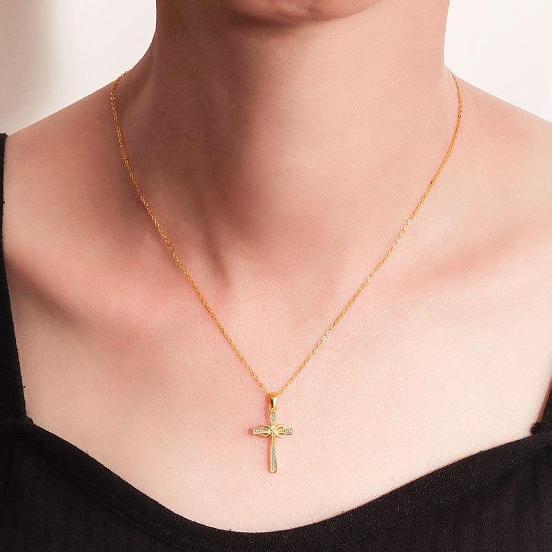 925 Sterling Silver Simple "8" Style Vintage Cross Pendant Necklace For Women Choker Chain Wedding Engagement Party Jewelry Gift