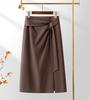 2025 Asymmetrical High-Waisted Slit Midi Skirt for Women - Spring/Summer Trendy Option