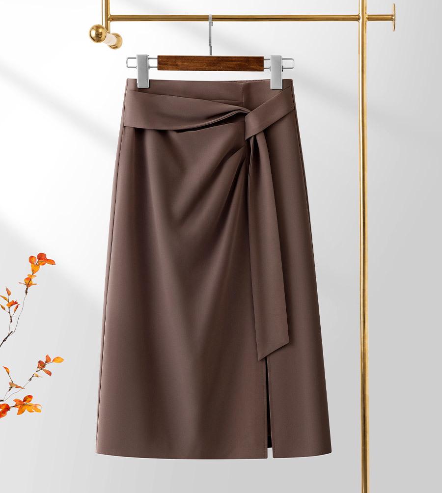 2025 Asymmetrical High-Waisted Slit Midi Skirt for Women - Spring/Summer Trendy Option
