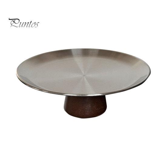 Simple Design Plate Stainless Steel Fruit for Kitchen Counter, Modern Pedestal Serving Smooth Edge Tray, Multi-use Dessert Platter Dining Table