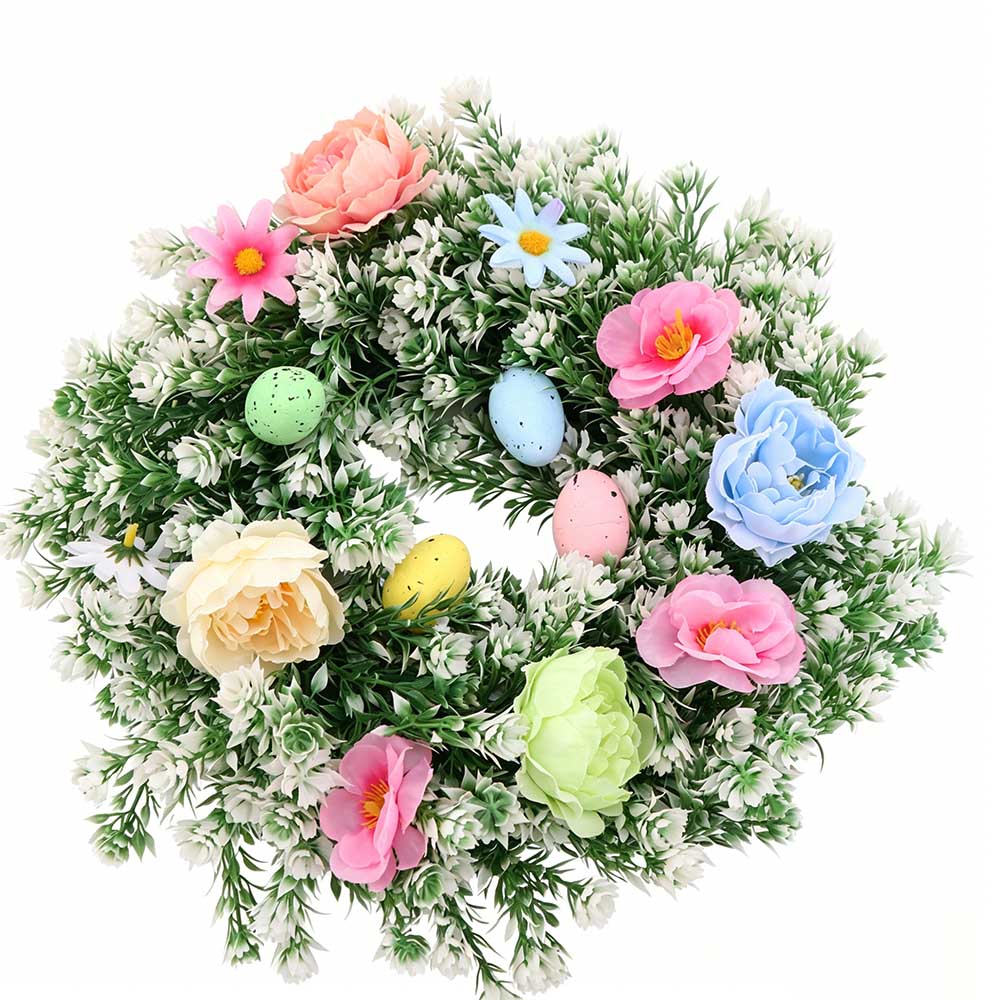 Plastic Easter Decoration Wreath Lifelike Spring Floral Wreath Artificial Wreath Garden Yard