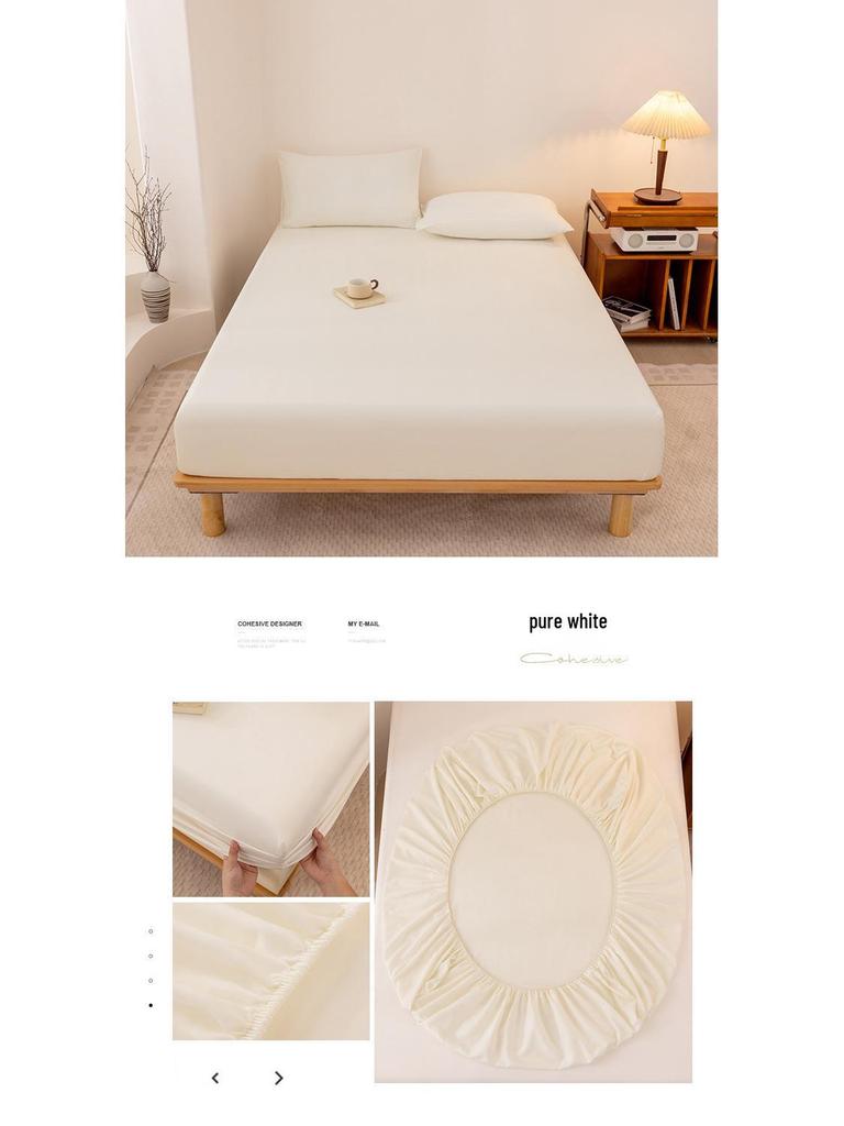 2025 Washed Flannel Solid Color Fitted Sheet: Non-Slip All-Inclusive Mattress Protector Bedspread