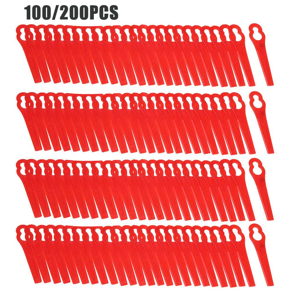 

100/200 шт. Пластиковые лезвия для триммера Florabest, кустореза для сада, газона, садовой косы, газонокосилки, инструмента для садоводства 100pcs красный