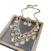 Elegant Rhinestone Geometric Tassel Necklace & Earring Set for Women