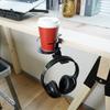 Newseed seena Aluminum Rotating Multifunctional Headphone Hanger with Drink Black 360° Holder, SE-E02A3601-BK