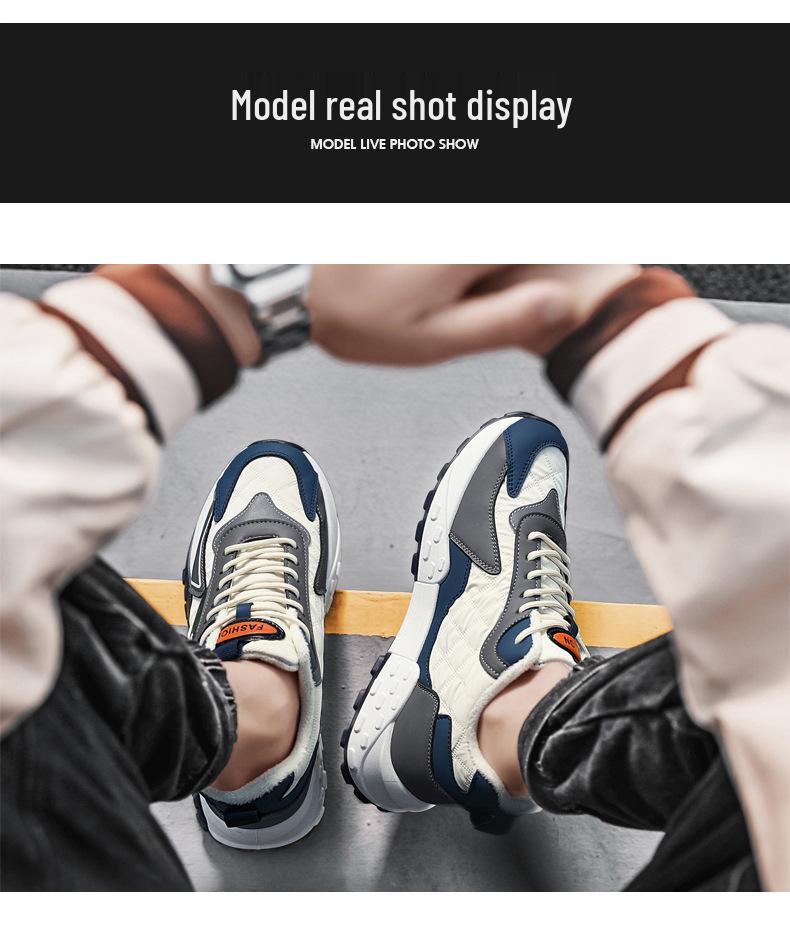 Pantofi de toamnă și iarnă pentru bărbați 2025 cu catifea plus - Adidași casual la modă cu talpă groasă