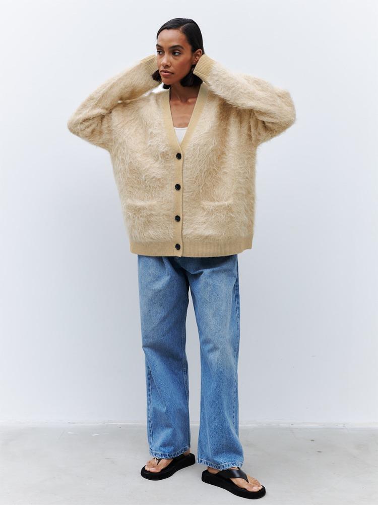 Mink Velvet Sweater Cardigan Women Autumn Winter Lazy Loose Knit Sweater Warm Sweater Cardigan Blend Comfortable Undercoat Long Sleeves Sweater