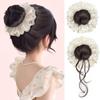 Korean Style Hair Bands Ponytail Holders Hair Artifact False Hair Pieces Flower Bun Head Wig Women