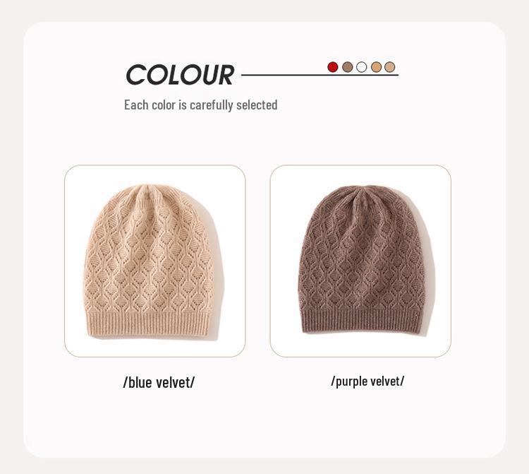 Women's High-End Cashmere Cable Knit Thick Warm Hat - 2025 Spring Collection
