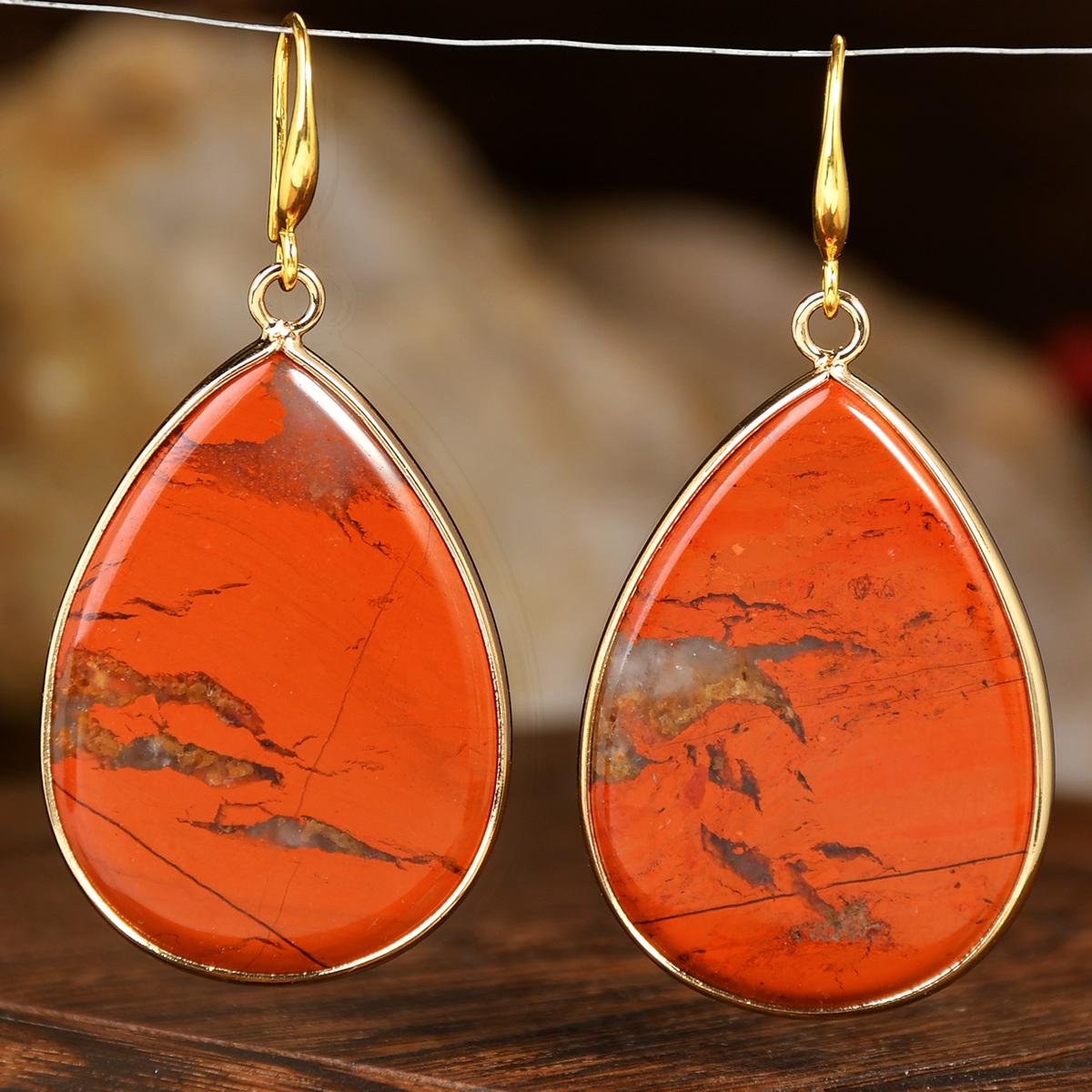 

Серьги-подвески из натурального камня в форме капли воды, богемные, женские, изящные, модные, для банкета, вечеринки, праздника, ручной работы, с цирконом