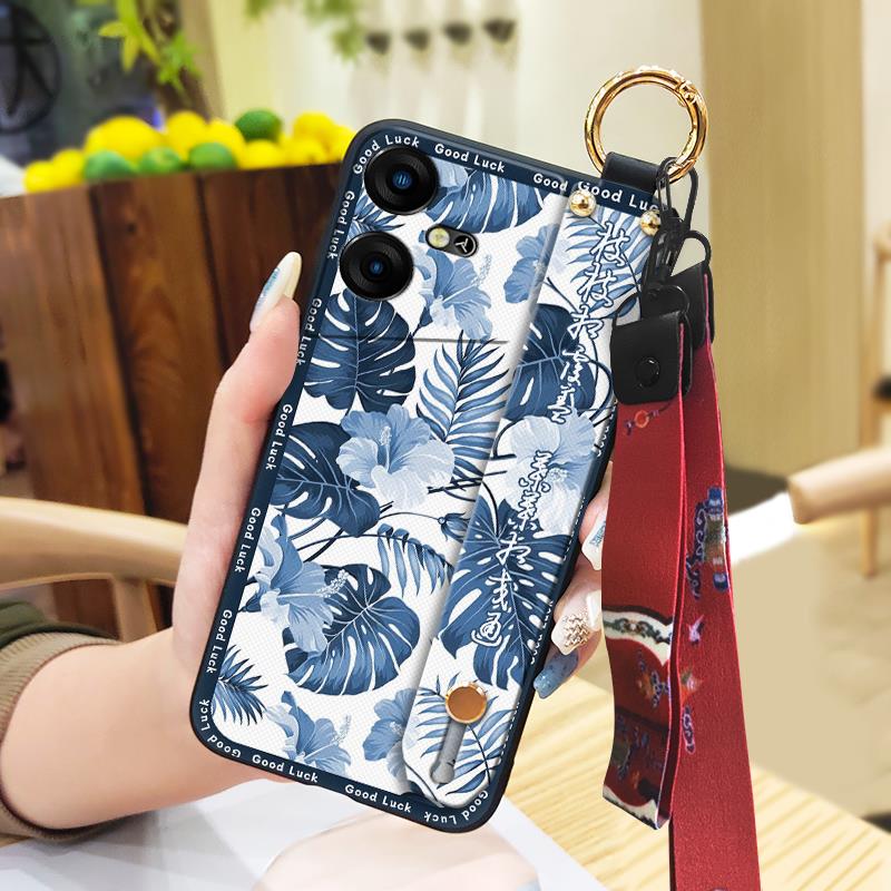 Kickstand Anti-knock Phone Case For Tecno Pova Neo3/LH6N Fashion Shockproof Lanyard Back Cover Soft case Chinese style