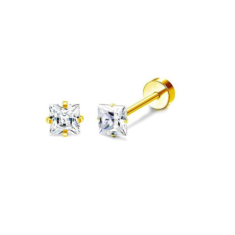18K Gold Plated Hypoallergenic Flat Back Earrings for Women Girl Cute Toddler Kids Teen Girls Earring Set-Surgical Steel Earring