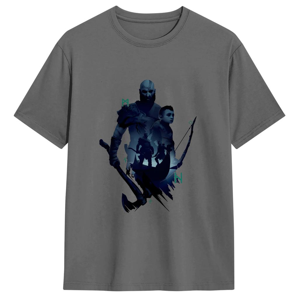 Casual God Of War Kratos Tshirt For Unisex Round Neck Pure Cotton T Shirts Short Sleeve Tees Classic Clothes