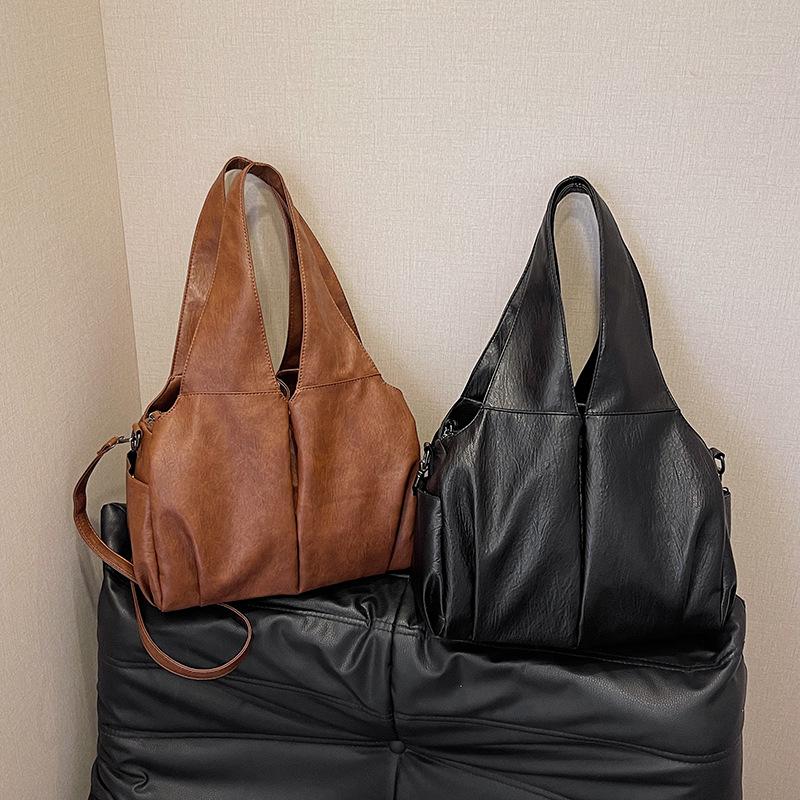 Retro new simple large bag soft leather large capacity shoulder handbag bag women's bag