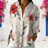 Women Plus Size Long Sleeve Shirt White Button Front Blouse