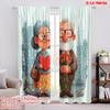 2pcs,2D Plane Printing Curtains Roller Blinds Grandmother and Grandfather Love Story Durable 100% Polyester Fabric (without Rod)